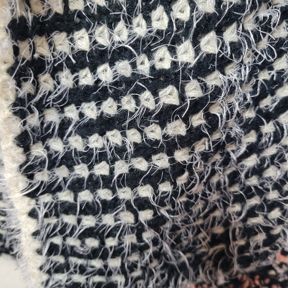 Dor Dor Couture Eyelash Knit Open Front Pocket Cardigan Patchwork Sweater Medium - Picture 7 of 11